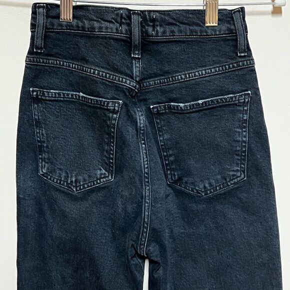Agolde Washed Black Riley High Waisted Straight Leg Crop Jeans Sz 23 - Picture 9 of 11